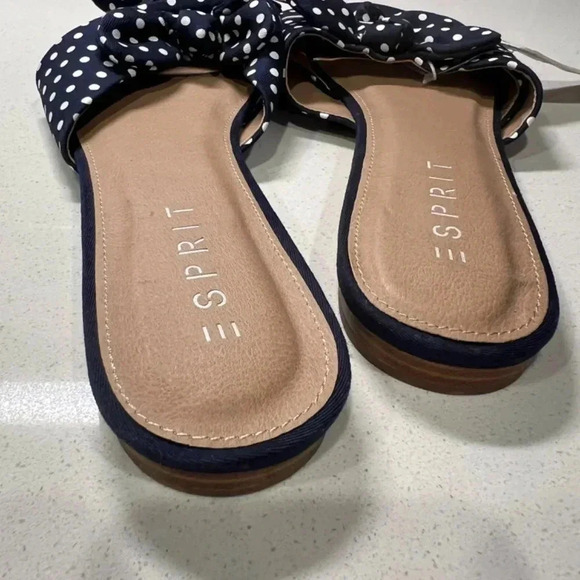 Esprit Sandals Size 10 Flats Navy with White Polka Dots - Picture 3 of 6
